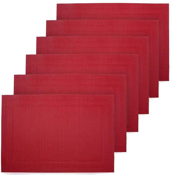 Conjunto 6 Peças Jogo Americano Sousplat Moldura Vermelho - Mimo Style Imagem de Conjunto 6 Peças Jogo Americano Sousplat Moldura Vermelho