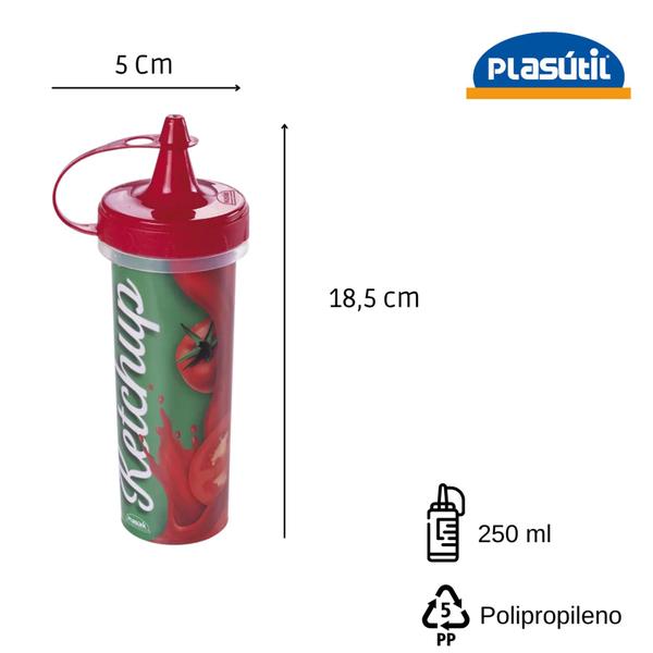 Imagem de Conjunto 6 Porta Molhos Katchup Maionese Pimenta Plasutil