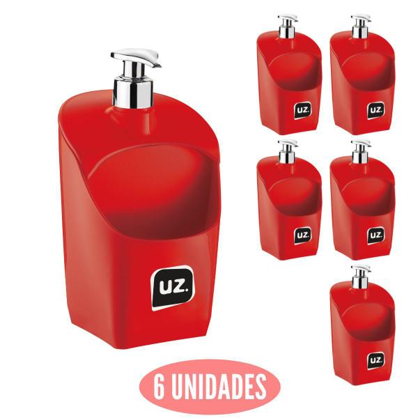 Imagem de Conjunto 6 Porta Sabão Organizador Pia Banheiro Vermelho