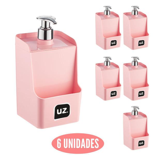 Imagem de Conjunto 6 Porta Sabão Organizador Slin Pia Banheiro Rosa