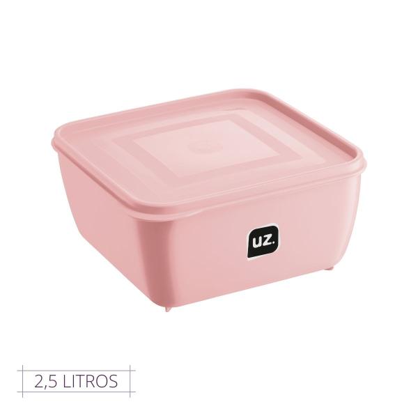 Imagem de Conjunto 6 Pote Rosa Quadrado C Tampa Premium UZ 2,5L