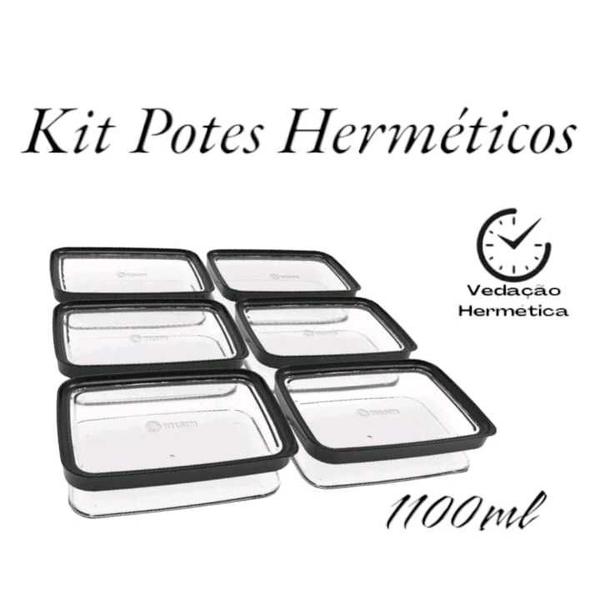 Imagem de Conjunto 6 Potes Herméticos Armazenamentos 1100ml