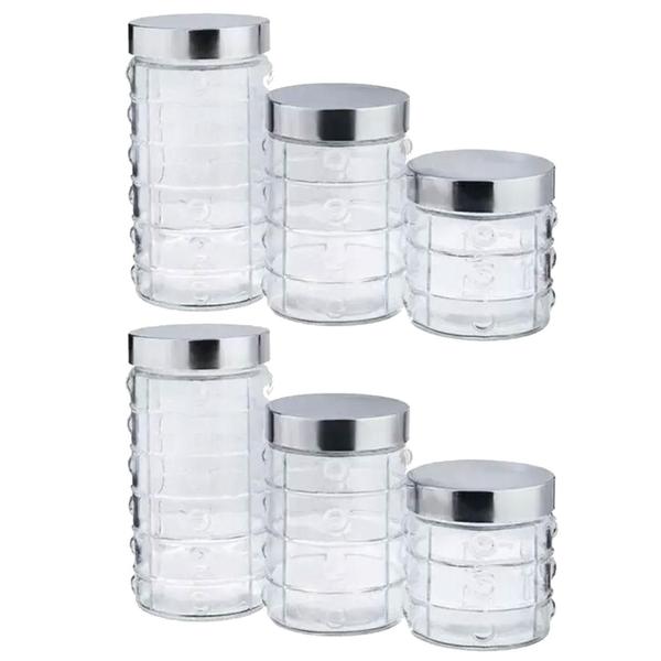 Imagem de Conjunto 6 Potes Porta Mantimentos Com Tampa Inox