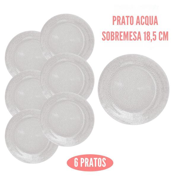 Imagem de Conjunto 6 Pratos Acqua Sobremesa 18,5cm Vidro Nadir