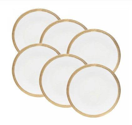 Imagem de Conjunto 6 Pratos de Porcelana para Sobremesa Paddy 19cm - Wolff