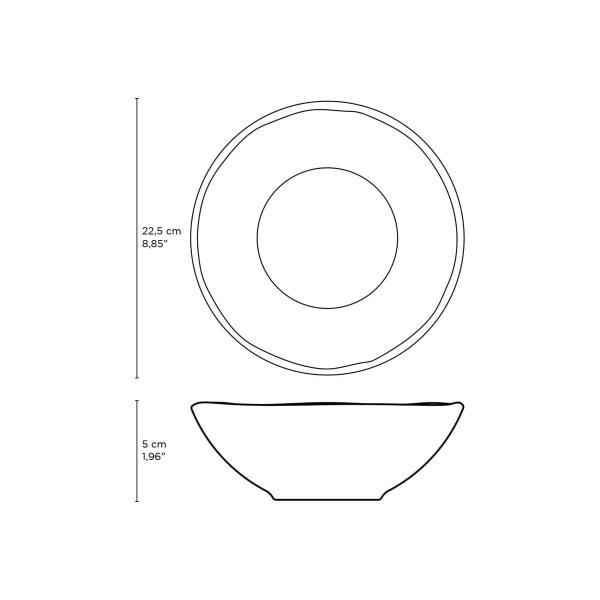 Imagem de Conjunto 6 Pratos Fundos de 22,5cm Linhas Preto Matte Porto Brasil