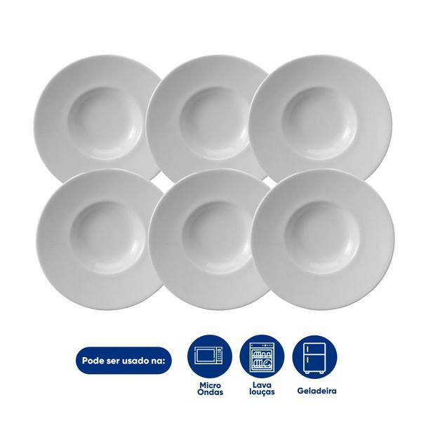 Imagem de Conjunto 6 Pratos Para Risoto Branco 27cm Porcelana Schmidt