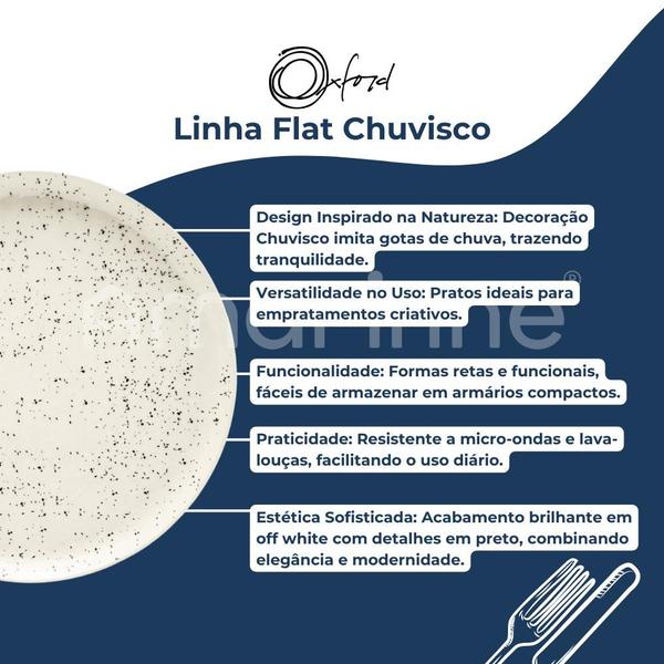 Imagem de Conjunto 6 Pratos Sobremesa Oxford Ceramica 20cm Flat Chuvisco