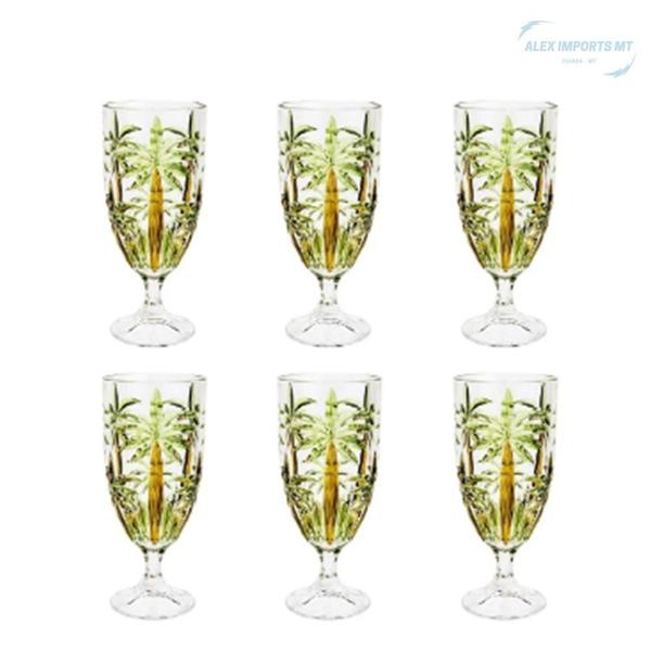 Conjunto 6 Taças De 450Ml Cristal Wolff Palm Tree Coqueiros - A.R Variedades Mt Imagem de Conjunto 6 Taças De 450Ml Cristal Wolff Palm Tree Coqueiros