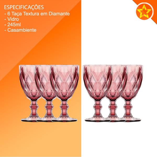 Imagem de Conjunto 6 Taças Para Vinho Diamond 245mL