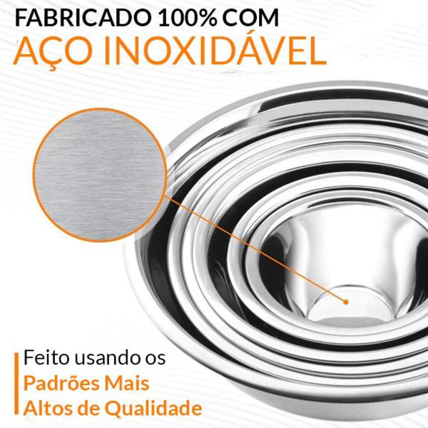 Imagem de Conjunto 6 Tigelas Redondas Bowl Em Aço Inox Multiuso 16cm