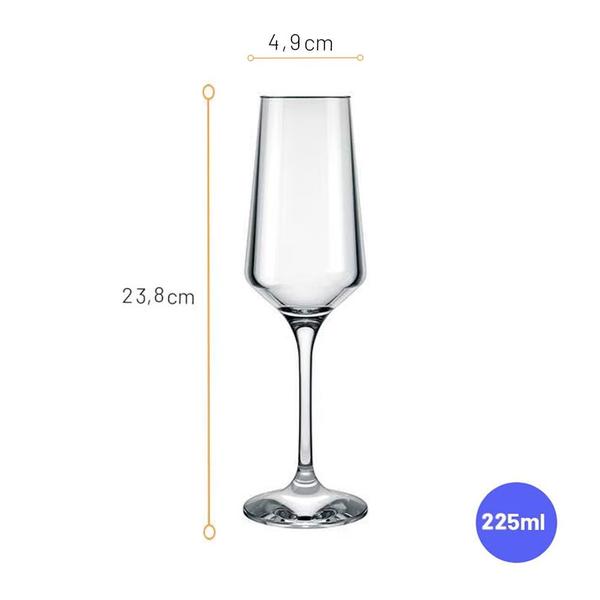 Imagem de Conjunto 6 Unidades Taça Brunello Flute 225ml Espumante Vidro Nadir