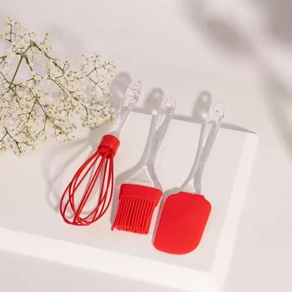 Imagem de Conjunto 6 Utensílios Silicone Acrílico Colher Batedor