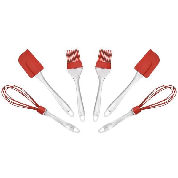 Imagem de Conjunto 6 Utensílios Silicone Acrílico Colher Batedor