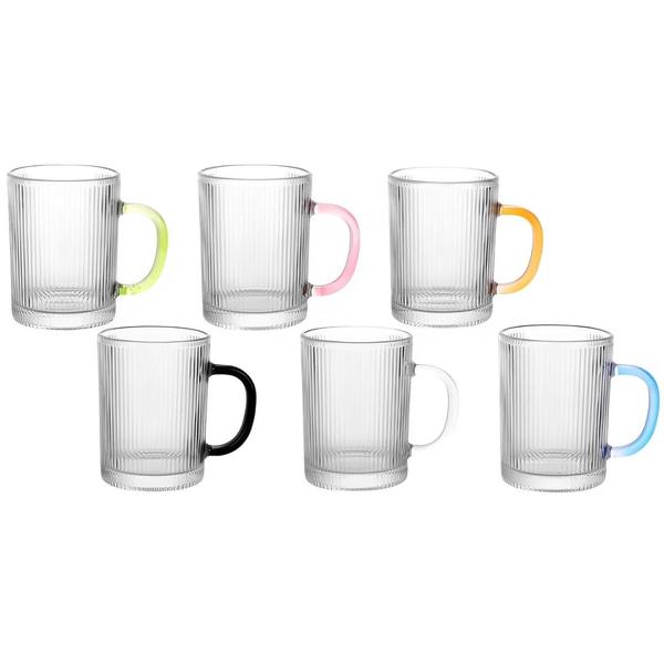 Imagem de Conjunto 6 Xicaras Alça Colorida 350ml Para Chá Café ChocolateQuenteCanelada