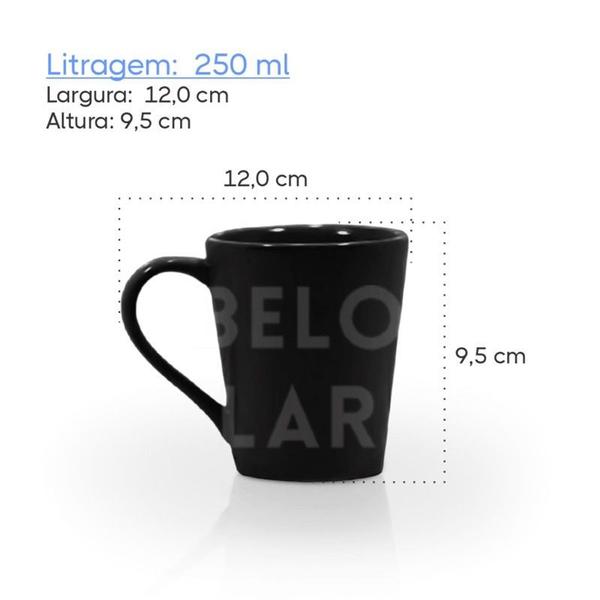 Imagem de Conjunto 6 Xícaras Canecas Tulipas Lisas 250ml De Porcelana Preta Para Café E Chá