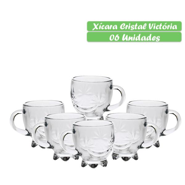 Imagem de Conjunto 6 Xícaras Cristal P/ Café Chá Bebidas Quentes 160ml/190ml/200ml Design Transparente