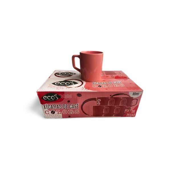 Imagem de Conjunto 6 Xícaras De Café Ceramica Colors Rosa 80Ml