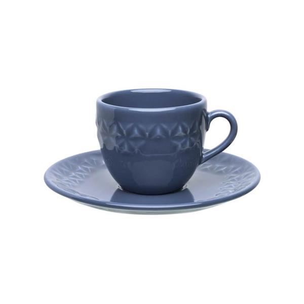 Imagem de Conjunto 6 Xícaras Grandes Com Pires Oxford Mia Maré Porcelana Azul