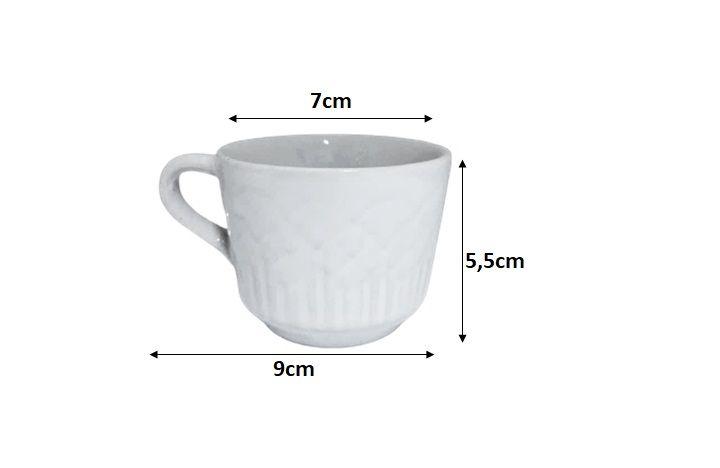 Imagem de Conjunto 6 Xícaras para Café ou Chá Porcelana Relevo 90ml - Mundial Import