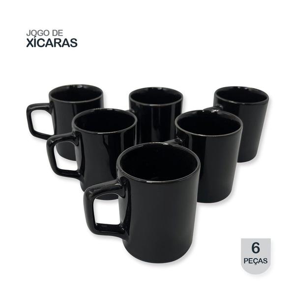 Imagem de Conjunto 6 Xícaras Pequenas Café Cerâmica 80ml