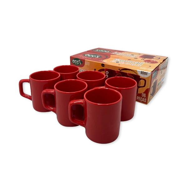 Imagem de Conjunto 6 Xícaras Pequenas Café Cerâmica 80ml