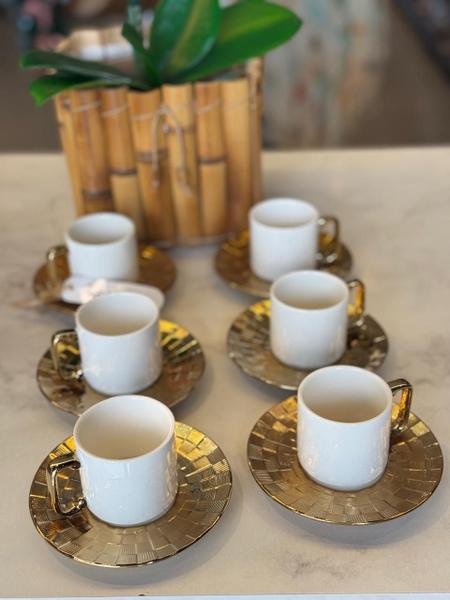 Imagem de Conjunto 6 xicaras Porcelana para café c/ pires Vera Gold