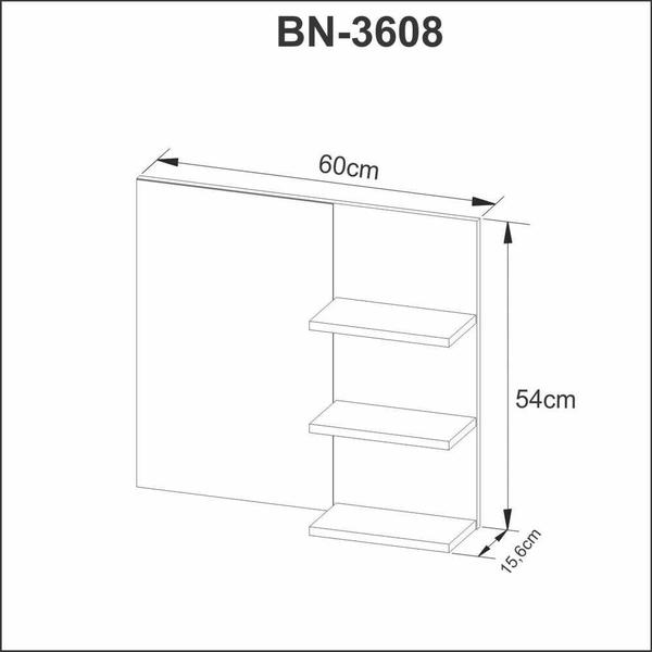 Imagem de Conjunto 60cm Gabinete para Banheiro com Espelheira e Cuba BN3619 Tecno Mobili