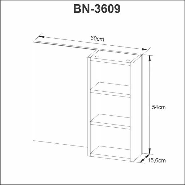 Imagem de Conjunto 60cm Gabinete para Banheiro com Espelheira e Cuba BN3621 Tecno Mobili