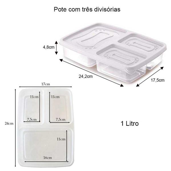 Imagem de Conjunto 7 potes vasilha marmita frutas alimentos comida fitness lanches porta frios tapauer freezer