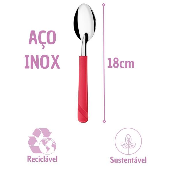 Imagem de Conjunto 72 Colheres Linha Luna Vermelho Aço Inox Sorvete