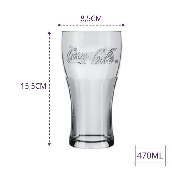 Imagem de Conjunto 8 Copos Coca Cola Nadir 470ml Vidro Suco Agua