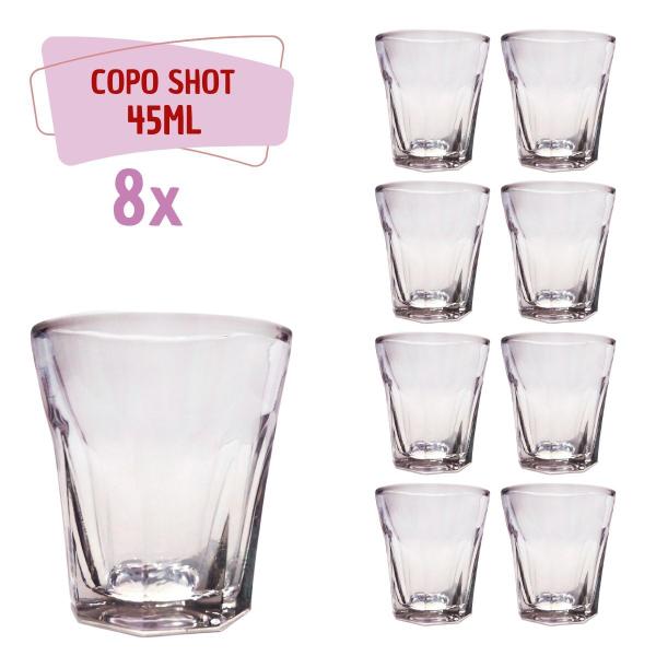 Imagem de Conjunto 8 Copos Shot Vidro Tequila Cachaça Dose 45ml Bar