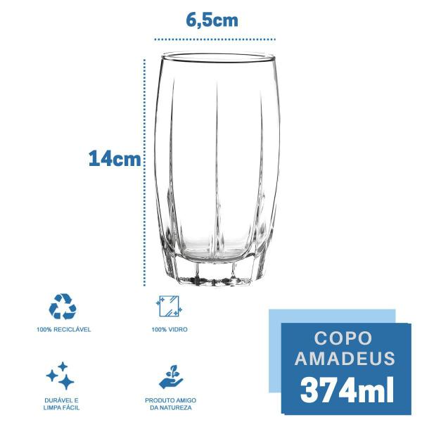 Imagem de Conjunto 8 Copos Vidro Transparente 374ML Amadeus Long Drink