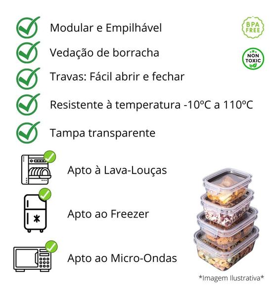 Imagem de Conjunto 8 Potes 175 ml Hermético Mantimento Trava Mais