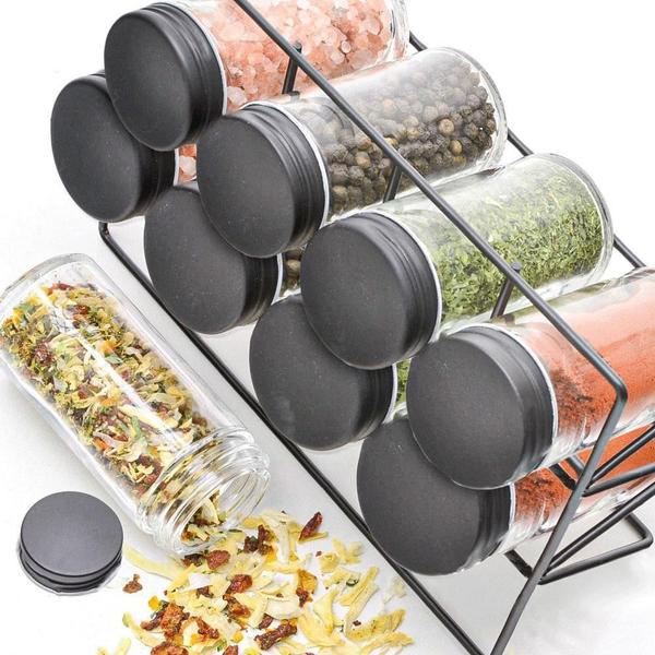 Conjunto 8 Potes De Vidro Com Tampa E Suporte Em Inox Preto - Lyor Imagem de Conjunto 8 Potes De Vidro Com Tampa E Suporte Em Inox Preto