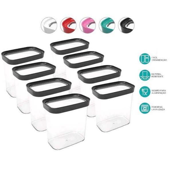 Conjunto 8 Potes Herméticos Porta Mantimentos 1500ml - Helsim Imagem de Conjunto 8 Potes Herméticos Porta Mantimentos 1500ml