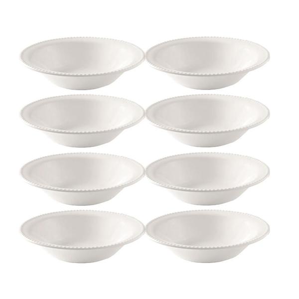 Imagem de Conjunto 8 Pratos Fundo Cerâmica 20Cm Perla Branco