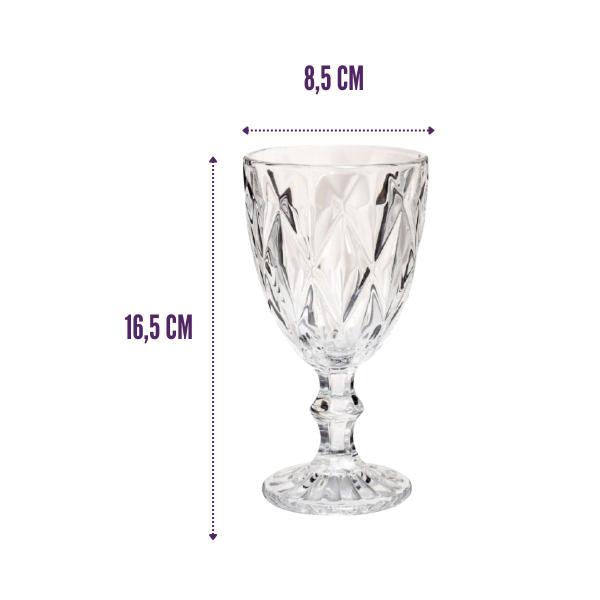 Conjunto 8 Taças Diamante Transp. 330ml Vidro Vinho Água - CLASS HOME Imagem de Conjunto 8 Taças Diamante Transp. 330ml Vidro Vinho Água