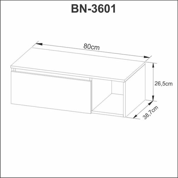 Imagem de Conjunto 80cm Gabinete para Banheiro Fixo/Móvel com Espelheira e Cuba BN3615 Tecnomóbili