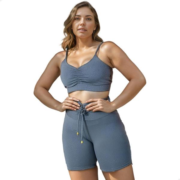 Imagem de Conjunto Academia Feminino Fitnnes Short e Top Cropped Com Alças 