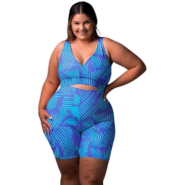 Conjunto Academia PLUS SIZE Roupa Fitness Top e short - BM Modas Imagem de Conjunto Academia PLUS SIZE Roupa Fitness Top e short
