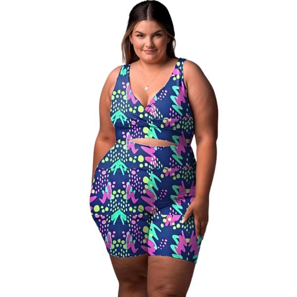Conjunto Academia PLUS SIZE Roupa Fitness Top e short - BM Modas Imagem de Conjunto Academia PLUS SIZE Roupa Fitness Top e short