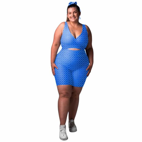 Conjunto Academia PLUS SIZE Roupa Fitness Top e short - BM Modas Imagem de Conjunto Academia PLUS SIZE Roupa Fitness Top e short