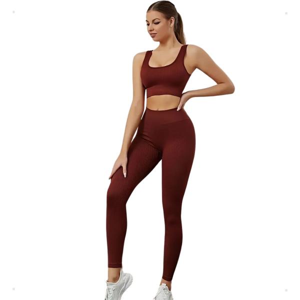 Imagem de Conjunto Academia Top E Calça Legging Canelado Fitness