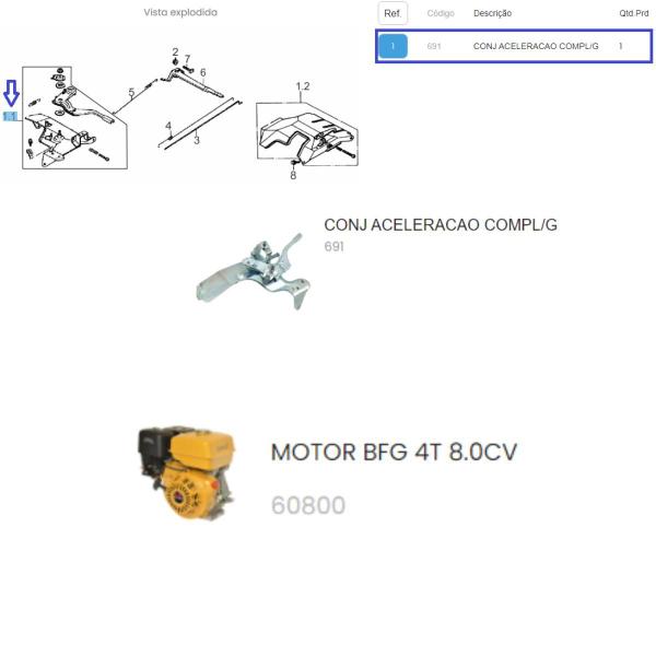 Imagem de Conjunto Aceleração Completo Para Motor á Gasolina 8.0hp