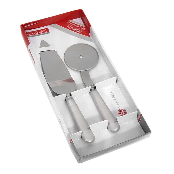 Conjunto Aço Inox Cortador Pizza Espátula Pérola Hauskraft - Etilux Imagem de Conjunto Aço Inox Cortador Pizza Espátula Pérola Hauskraft