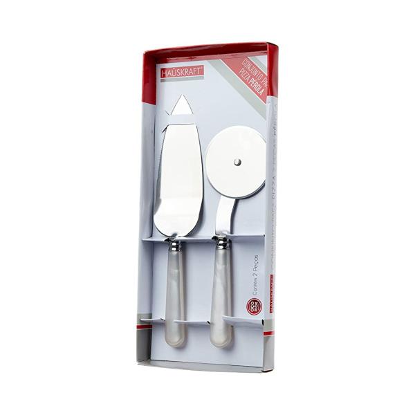 Conjunto Aço Inox Cortador Pizza Espátula Pérola Hauskraft - Etilux Imagem de Conjunto Aço Inox Cortador Pizza Espátula Pérola Hauskraft