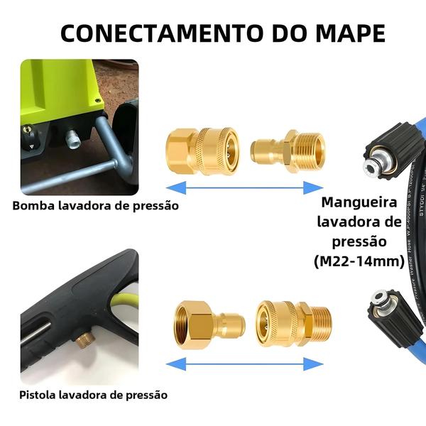 Imagem de Conjunto Adaptador Lavadora de Pressão 1/4" - M22-14mm/15mm - Conexão Rápida