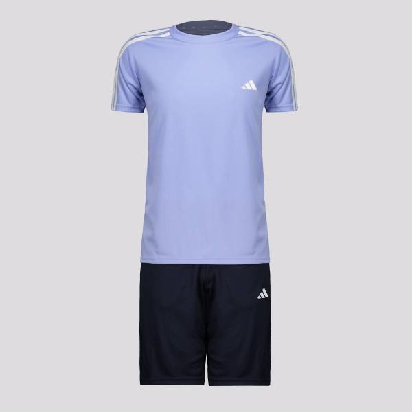 Imagem de Conjunto Adidas 3 Stripes Juvenil Azul e Marinho